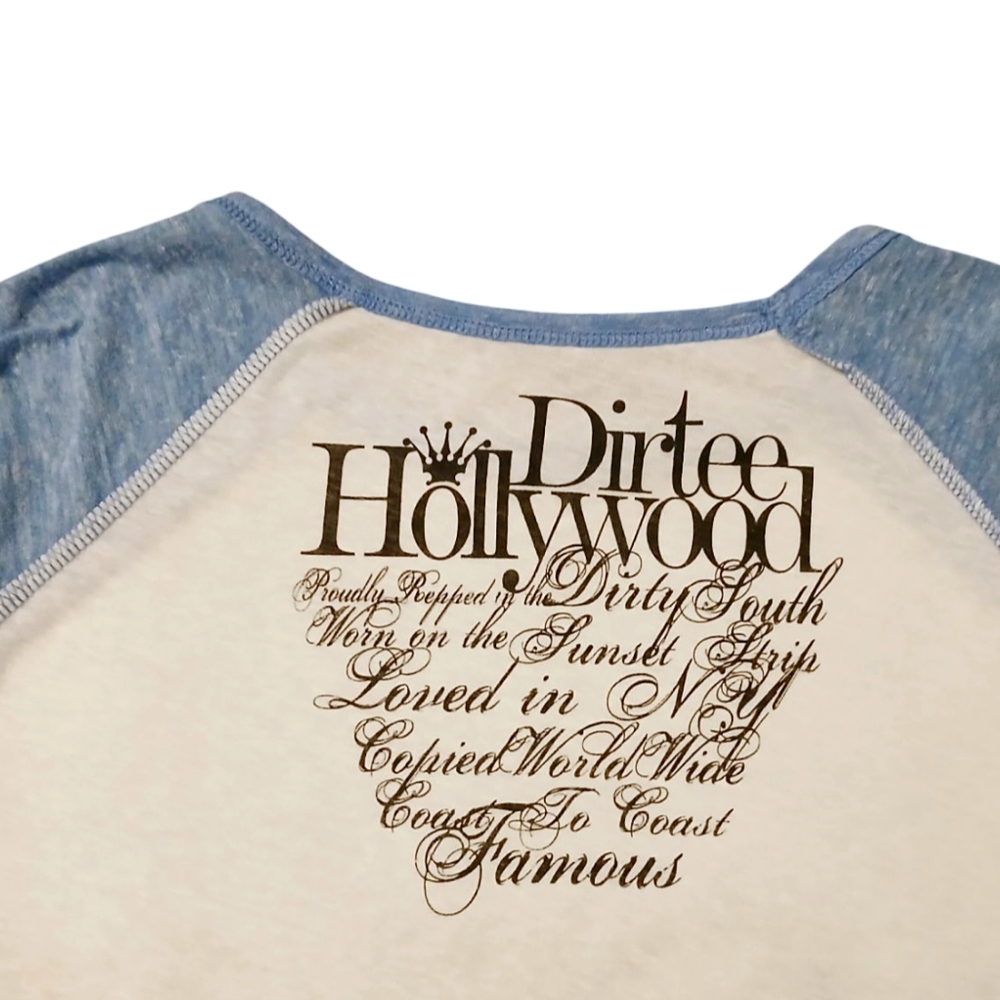 Dirtee Hollywood Shirt Women's Xlarge Long Sleeve Raglan - Picture 4 of 5